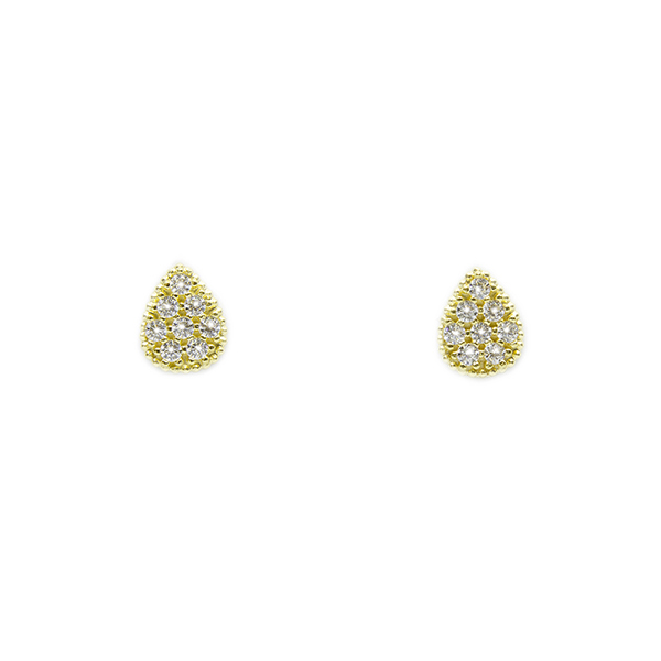 Brinco Gota em Zirc�nias em Ouro 18 Kilates � 25411